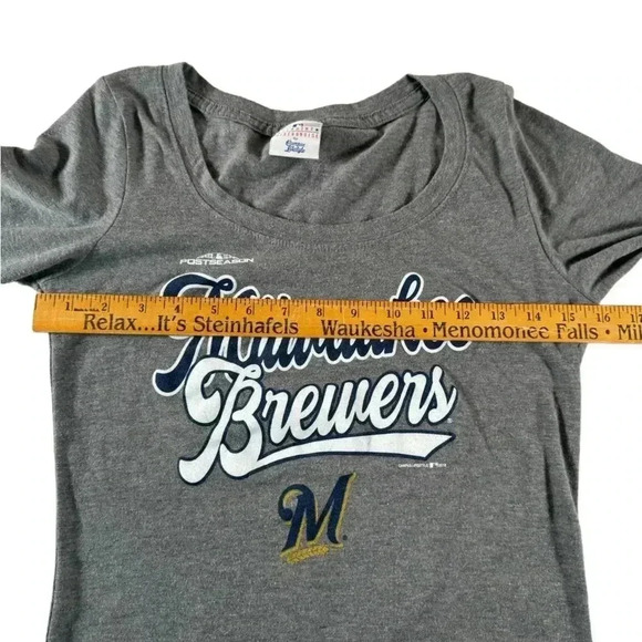 Women's Medium Milwaukee Brewers MLB Gray Baseball Shirt - Picture 5 of 10